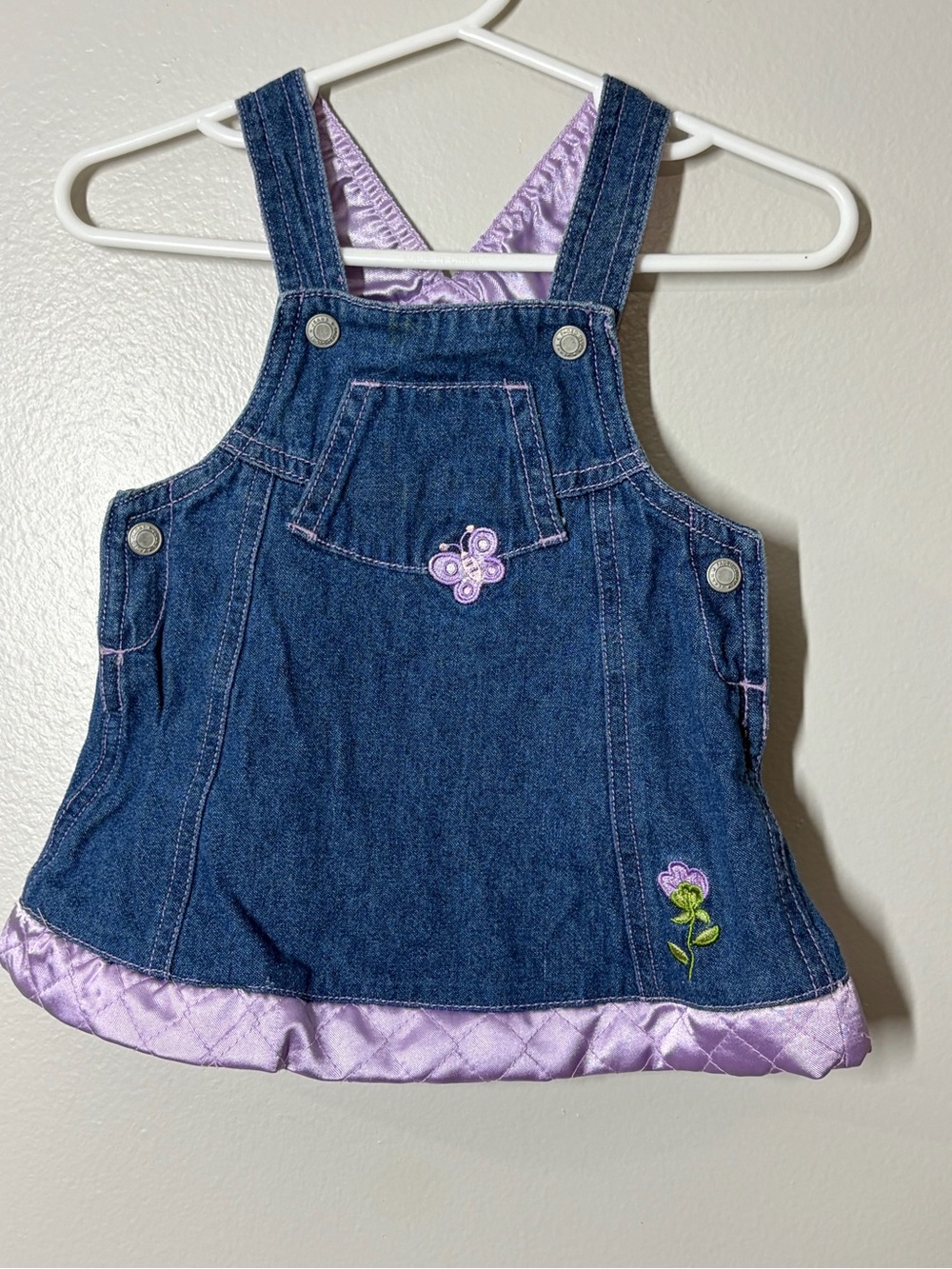 Vintage faded glory Girls Denim Overall Dress size 6-9 months